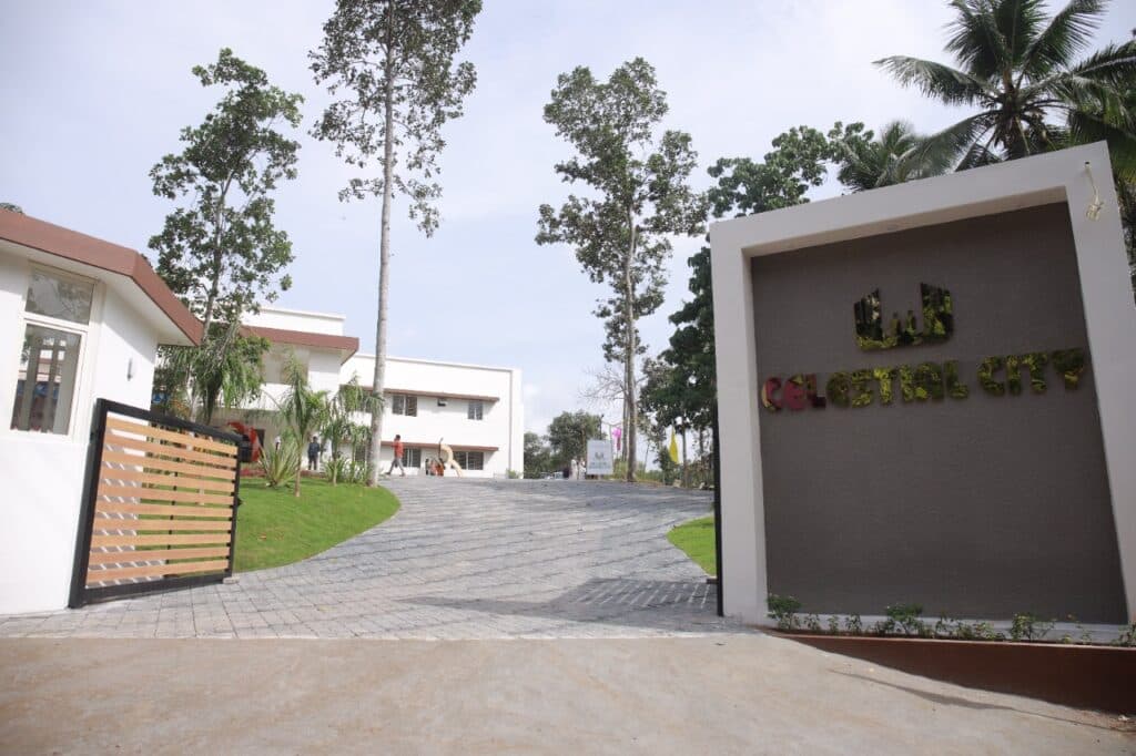 The Celestial City entrance gate and signage