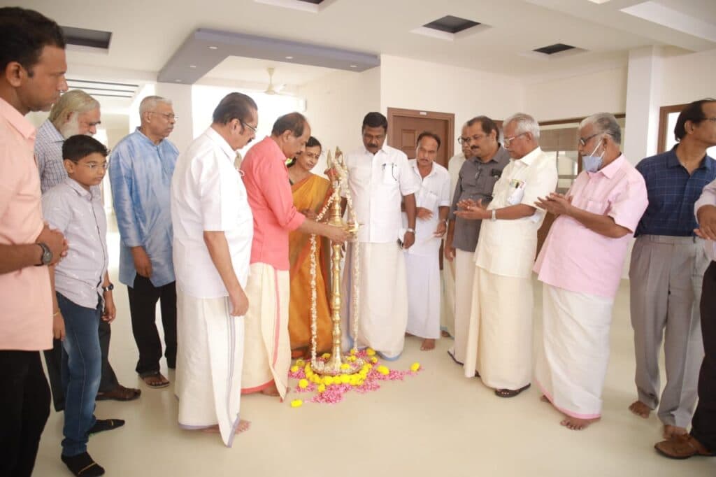 Interior hall during a community event at The Celestial City, Nedumangad, Thiruvananthapuram, Kerala