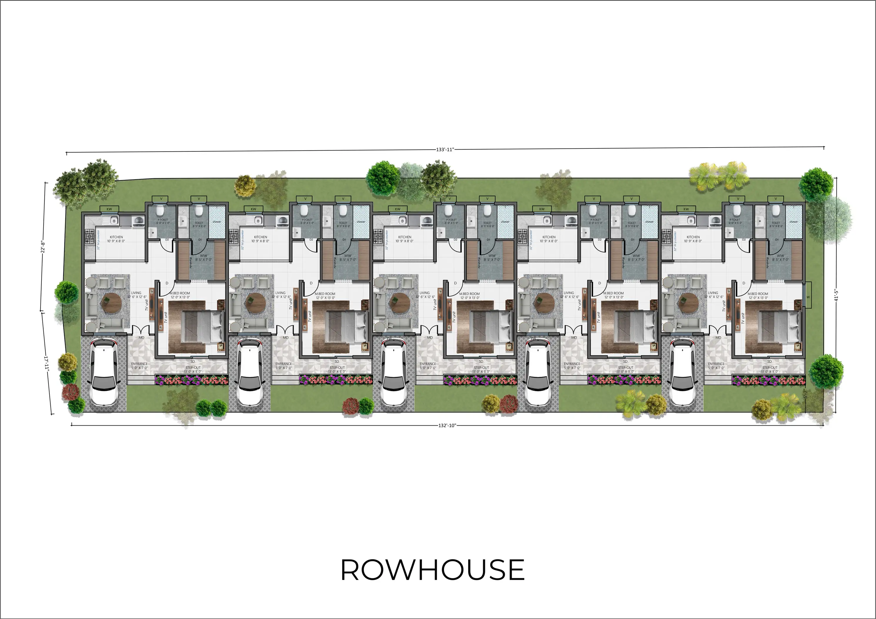Floor plan — Row House, 2 BHK
