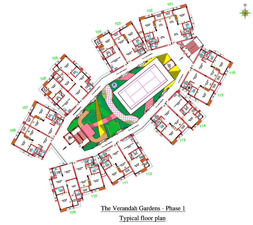 Vedaanta Verandah Gardens — Phase 1 typical floor plan